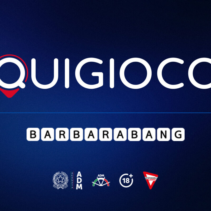 Barbara Bang su Quigioco con grafica promozionale dedicata ai nuovi titoli gaming online