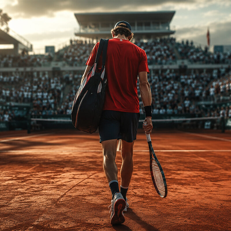 Bertolucci commenta la sconfitta di Sinner mentre un tennista lascia il campo in un torneo sulla terra battuta dopo una partita intensa