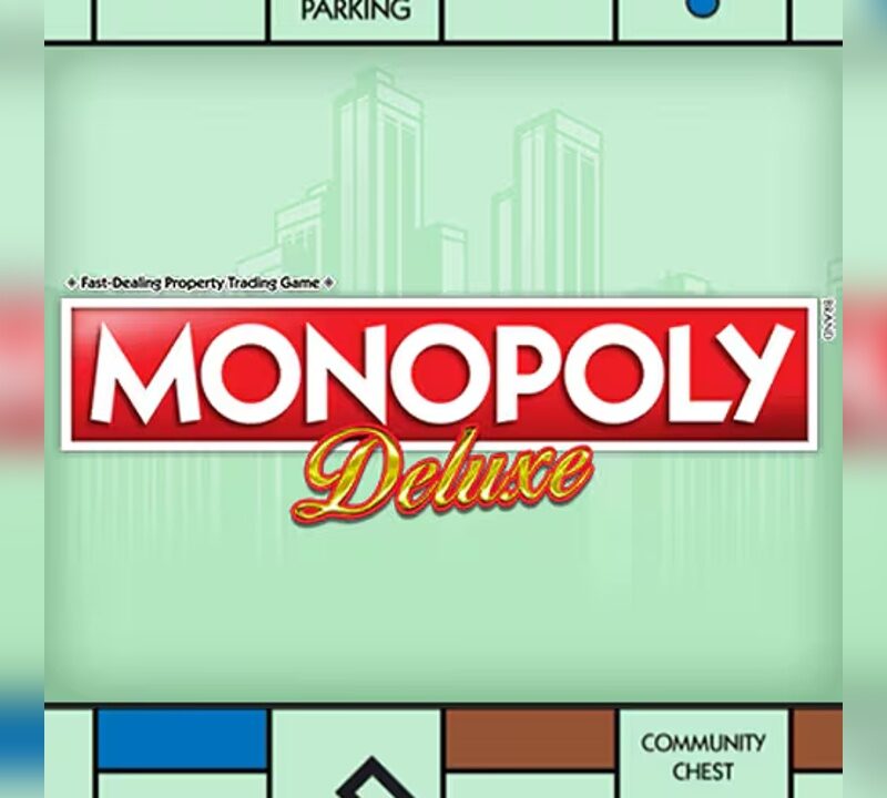 Slot Monopoly Deluxe con logo ufficiale Monopoly e tabellone del celebre gioco da tavolo