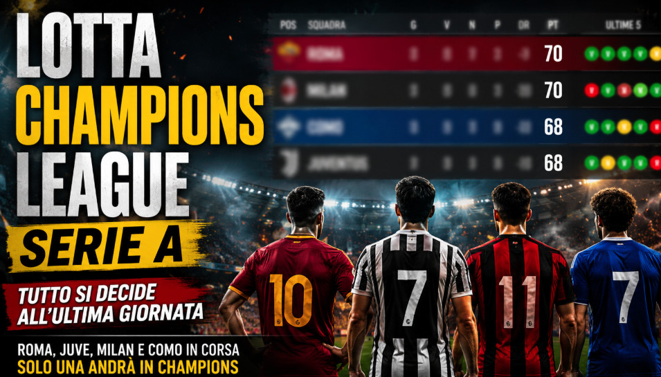 Lotta Champions League Serie A: Roma, Juve e Milan in corsa