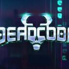 Slot Deadcode con logo cyberpunk e ambientazione futuristica tra neon e tecnologia digitale