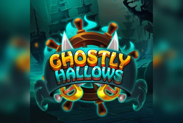 Slot Ghostly Hallows con atmosfera horror piratesca, navi fantasma e simbolo del timone maledetto