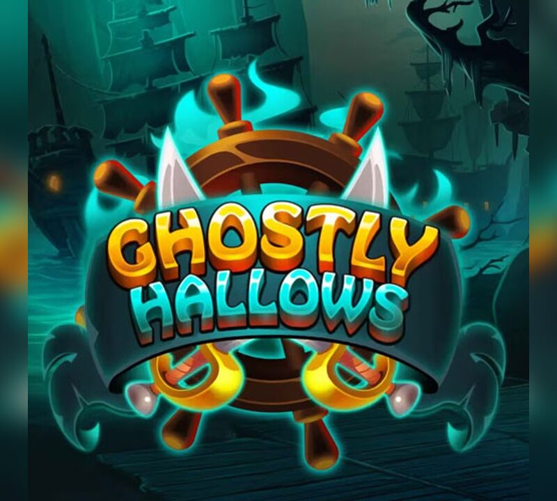 Slot Ghostly Hallows con atmosfera horror piratesca, navi fantasma e simbolo del timone maledetto