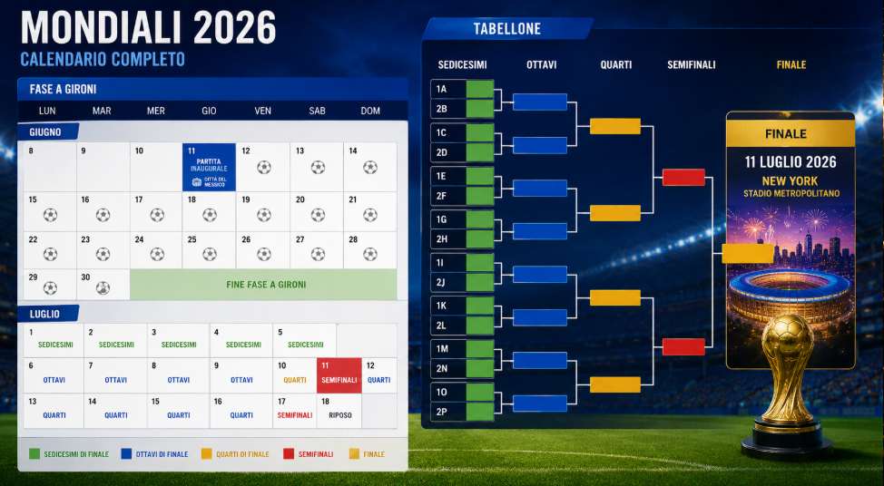 Calendario completo Mondiali 2026 aggiornato