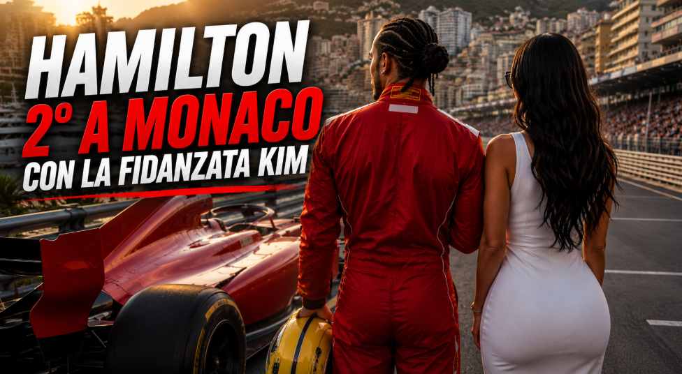 Lewis 2° a Monaco con Kim Kardashian: podio Ferrari e festa nel Principato