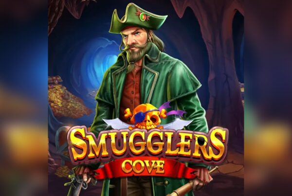 Slot Smuggler's Cove di Pragmatic Play con pirata, tesori nascosti, grotta misteriosa e bonus Free Spins dedicati ai contrabbandieri.