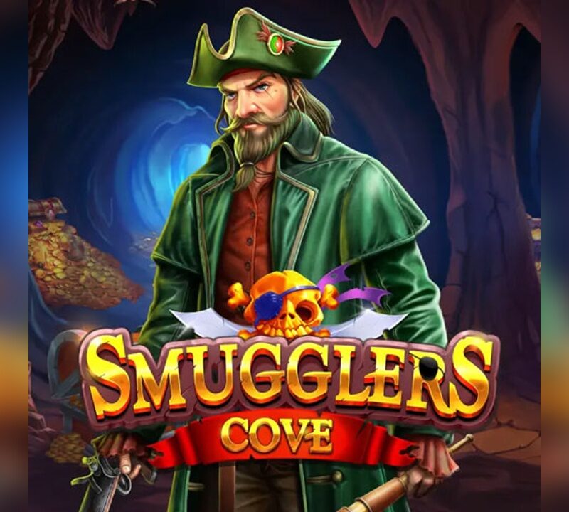Slot Smuggler's Cove di Pragmatic Play con pirata, tesori nascosti, grotta misteriosa e bonus Free Spins dedicati ai contrabbandieri.