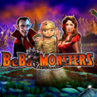 Slot Beba Monster di SevenABC con Dracula, una mummia e una vampira davanti a un castello infestato, ambientazione horror in stile cartoon e grafica ricca di dettagli.