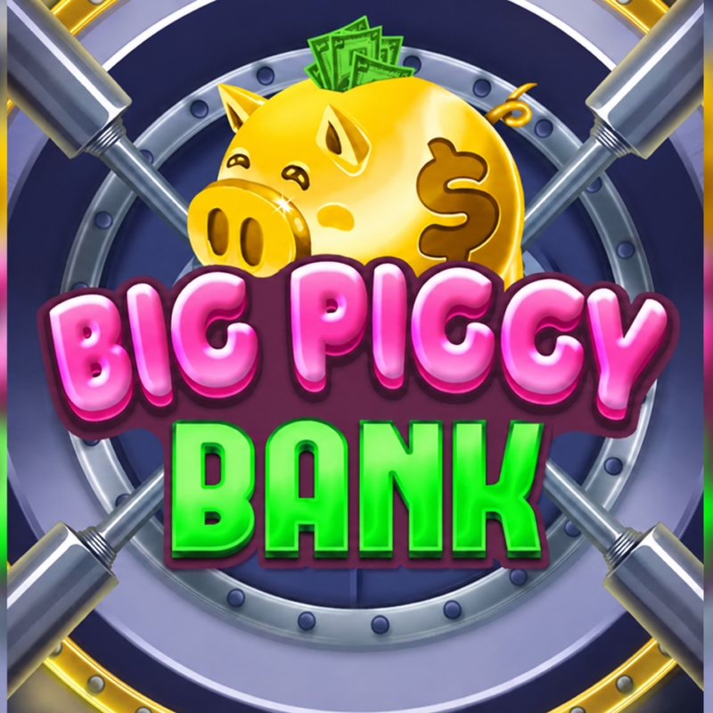 Slot Big Piggy Bank di Inspired con un grande salvadanaio dorato davanti a un caveau, simbolo della funzione Cash Collector, dei jackpot e dei Free Spins.