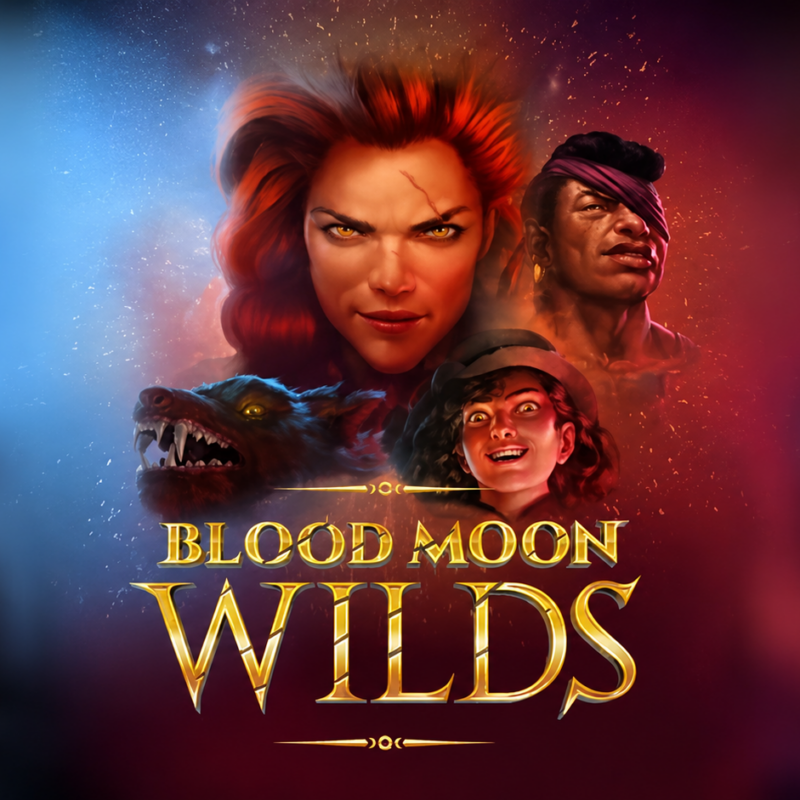 Slot Blood Moon Wilds di Yggdrasil con protagonisti licantropi, luna piena, atmosfera horror e ambientazione gotica ispirata alla leggenda della Blood Moon.
