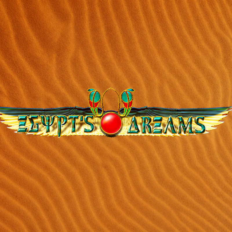 Slot Egypt's Dreams di Seven ABC con logo alato ispirato all'Antico Egitto su sfondo desertico con dune di sabbia.
