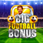Slot Big Football Bonus di Inspired con calciatore esultante, palloni da calcio, stadio illuminato e logo della slot dedicata al mondo del calcio con Big Bonus™ e Free Spins.