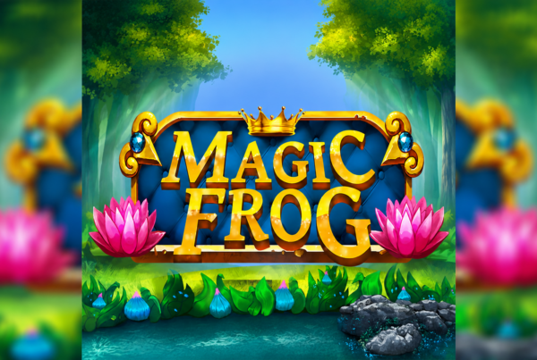 Slot Magic Frog di WorldMatch con logo dorato, ninfee rosa e ambientazione fiabesca in una foresta incantata.