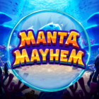 Slot Manta Mayhem di Play'n GO con logo della slot, manta gigante, fondale oceanico e ambientazione subacquea dedicata a perle magiche, Free Spins e tesori sommersi.