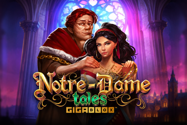 Slot Notre-Dame Tales di Yggdrasil con i protagonisti ispirati alla Parigi medievale, la cattedrale di Notre-Dame sullo sfondo e tecnologia Gigablox.