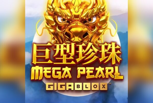 Slot Mega Pearl Gigablox di Yggdrasil con maestoso drago dorato, ambientazione orientale e funzionalità GigaBlox, Bonus Respins e MegaPearl.