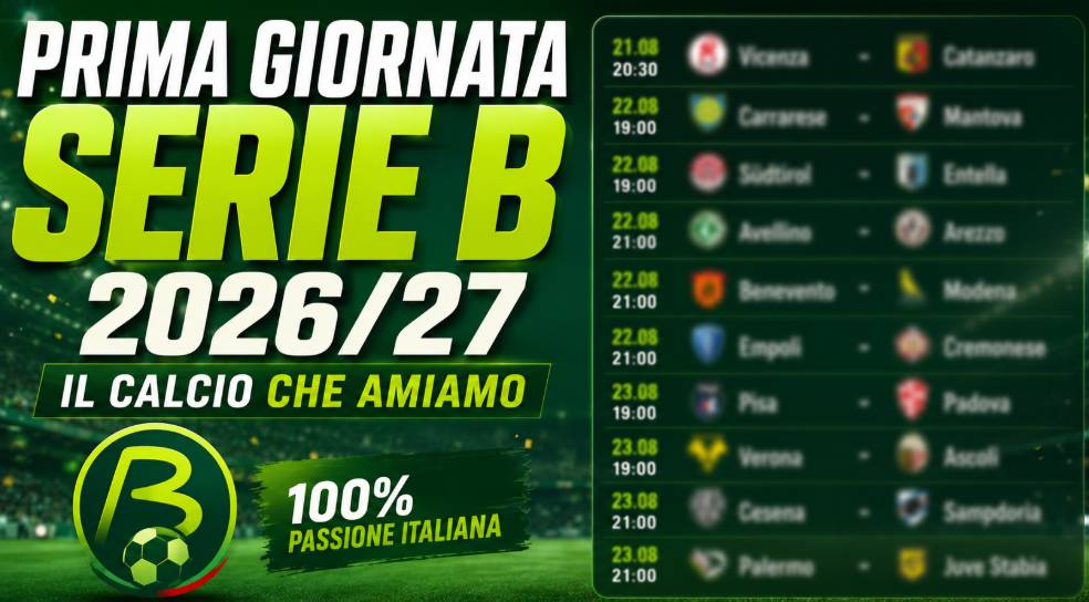 Prima giornata di Serie B 2026: partite e debutto stagionale