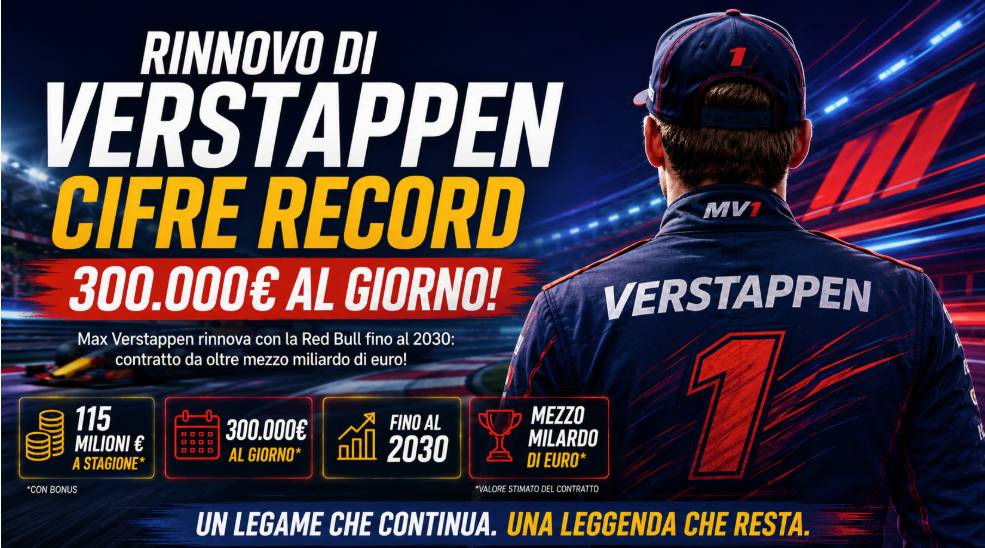 Rinnovo di Verstappen: cifre record, 300.000€ al giorno