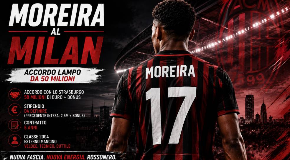 Moreira al Milan: accordo lampo da 50 milioni, cifre e ingaggio