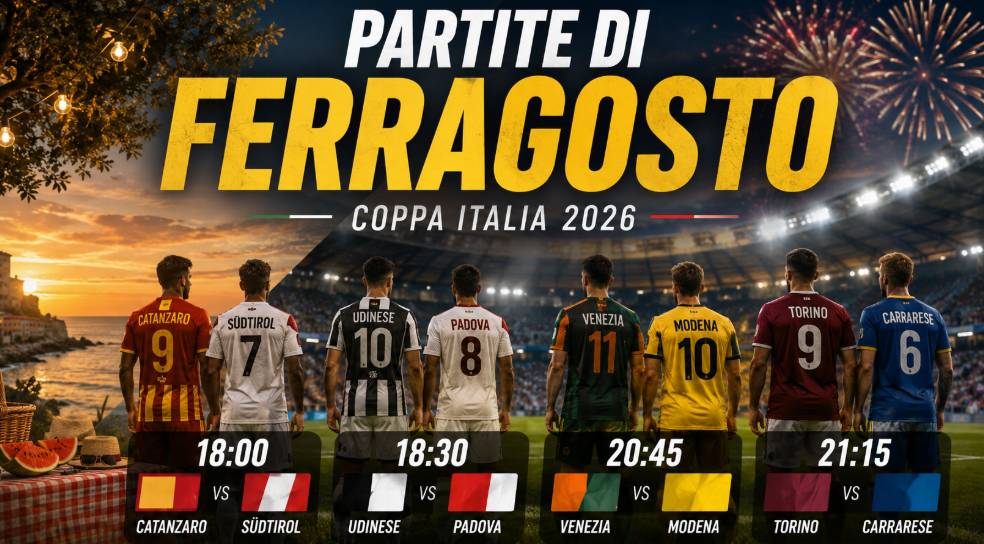 Partite di Ferragosto 2026: la Coppa Italia non si ferma, calendario e orari del 15 agosto