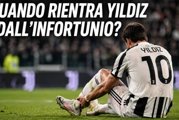Quando rientra Yildiz dall’infortunio? Il numero 10 bianconero seduto sul campo si tiene il piede sinistro dopo l’infortunio che richiede un’operazione.