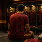 Roma al fantacalcio 2026/27, calciatore giallorosso di spalle nello spogliatoio prima della partita