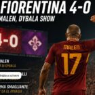 Roma Fiorentina 4-0: Malen di spalle festeggia la tripletta realizzata su tre assist di Dybala nella prima giornata di Serie A 2026/27