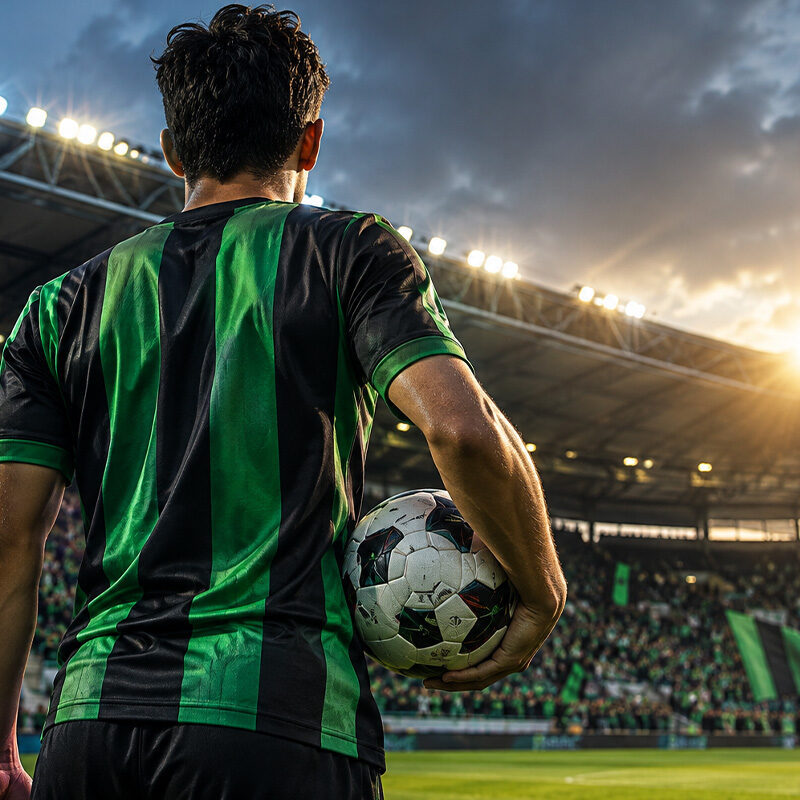 Sassuolo al fantacalcio 2026/27, calciatore neroverde di spalle sul campo prima della partita.