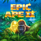 Slot Epic Ape II di Playtech con gorilla e Golden Gorilla immersi in una giungla tropicale con vegetazione e cascate.