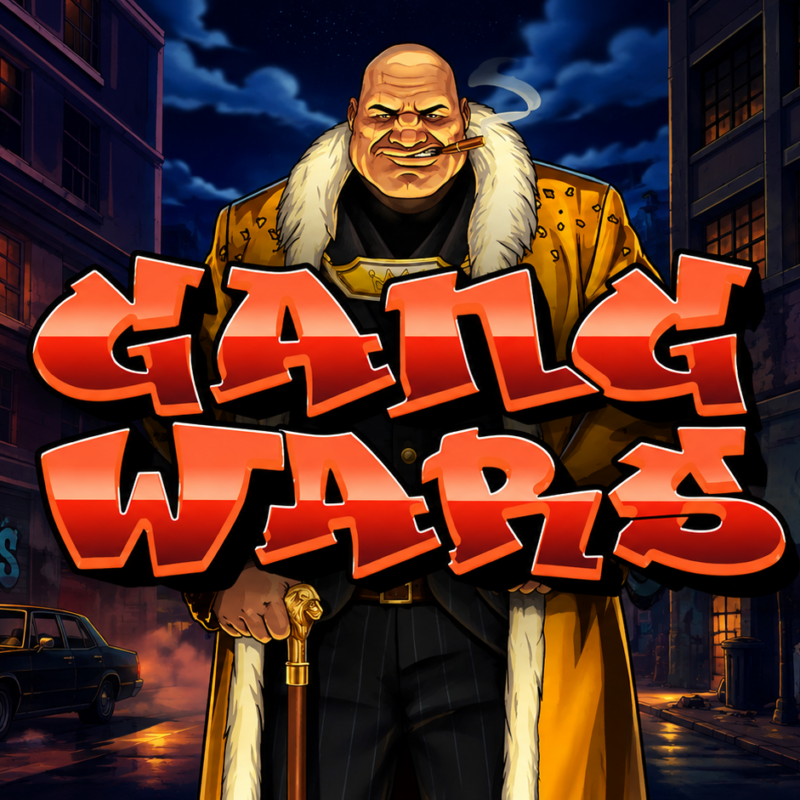 Slot Gang Wars di Greentube con boss gangster in primo piano, logo Gang Wars e ambientazione urbana notturna tra strade, graffiti e bande rivali.