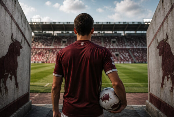 Torino al fantacalcio 2026/27, calciatore granata di spalle nel tunnel dello stadio con il pallone.