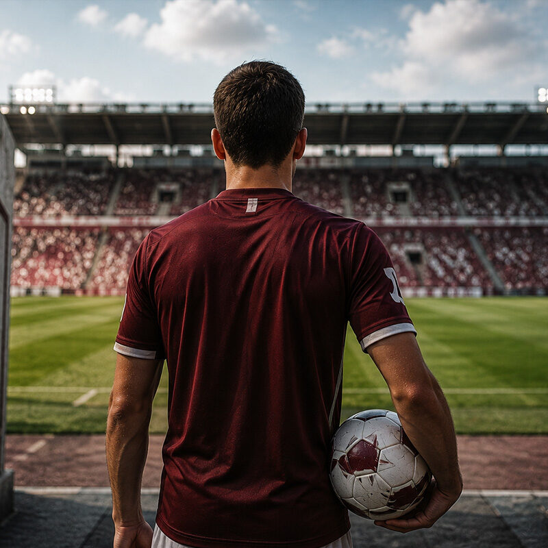 Torino al fantacalcio 2026/27, calciatore granata di spalle nel tunnel dello stadio con il pallone.