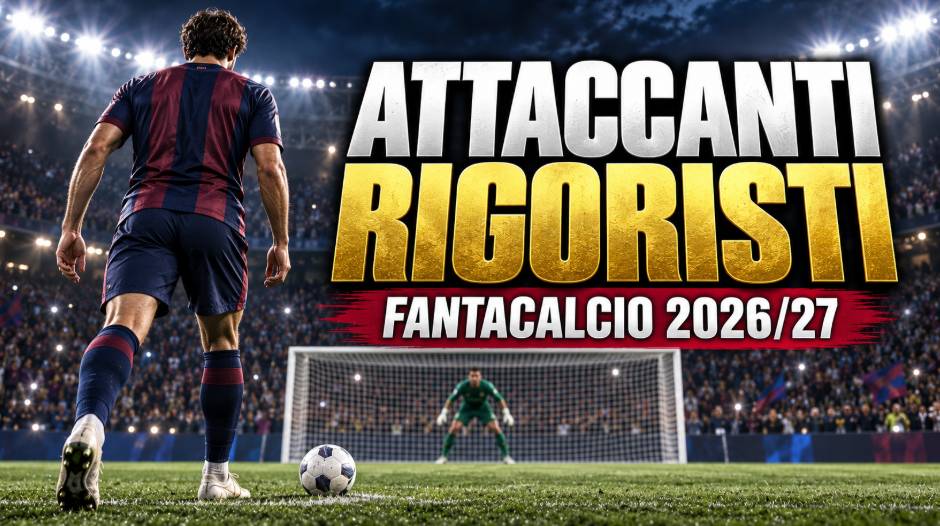 Attaccanti rigoristi Fantacalcio 2026/27: calciatore di spalle pronto a battere un calcio di rigore.