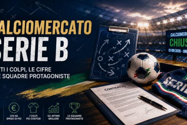 Chiusura calciomercato Serie B 2026 con contratto, pallone e grafica dedicata ai principali colpi e alle cifre del mercato.