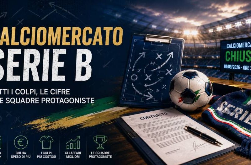 Chiusura calciomercato Serie B 2026 con contratto, pallone e grafica dedicata ai principali colpi e alle cifre del mercato.