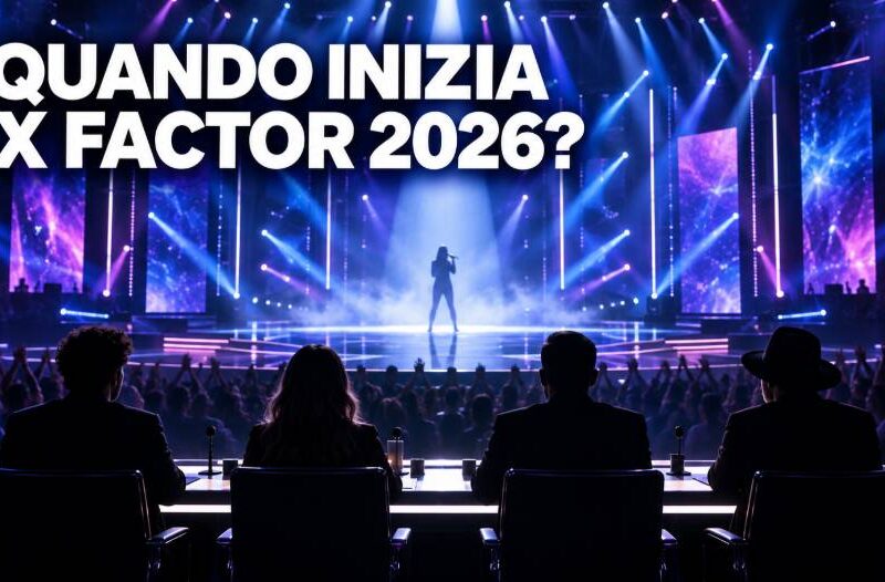 Quando inizia X Factor 2026, palco musicale con quattro giudici ripresi di spalle