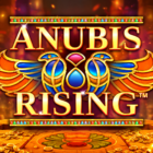 Immagine 16:9 di Slot Anubis Rising, la slot Blueprint Gaming ambientata nell’Antico Egitto, con logo centrale, simboli egizi e atmosfera luminosa.