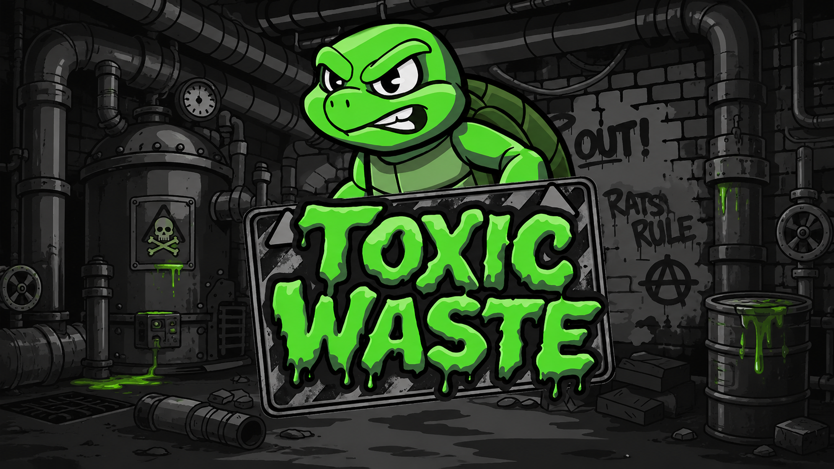 Slot Toxic Waste di Hacksaw con tartaruga mutante e ambientazione radioattiva