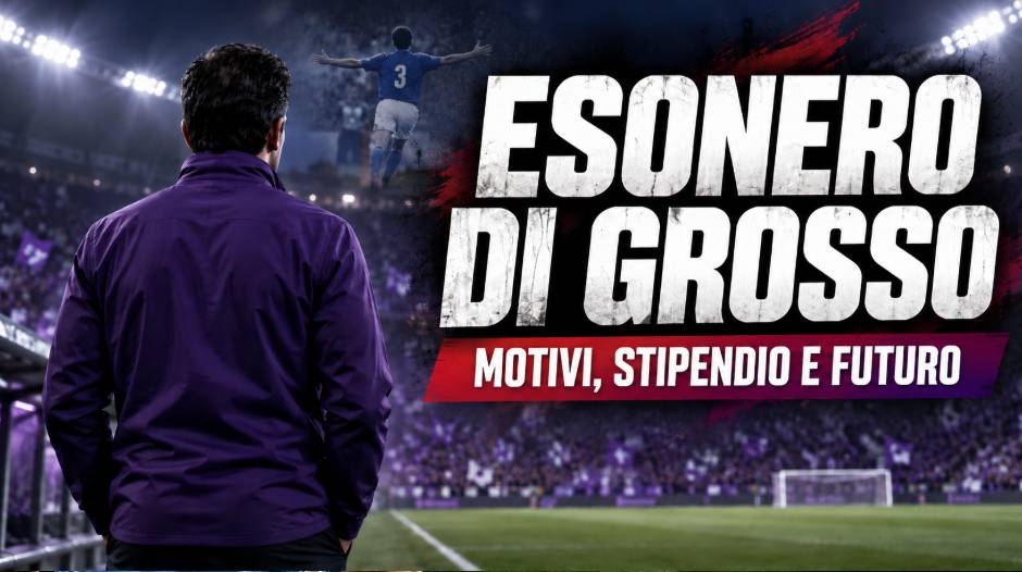 Esonero di Grosso alla Fiorentina: l’allenatore di spalle con il ricordo dell’esultanza ai Mondiali 2006.