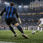 Errore Martinez Real Inter, portiere nerazzurro di spalle durante una partita europea nello stadio di Madrid.