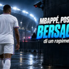 Mbappé possibile bersaglio di un rapimento, calciatore di spalle davanti a uno stadio sorvegliato