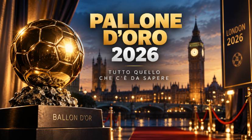 Quando viene assegnato il Pallone d'Oro 2026: trofeo dorato con Londra e Big Ben sullo sfondo della cerimonia