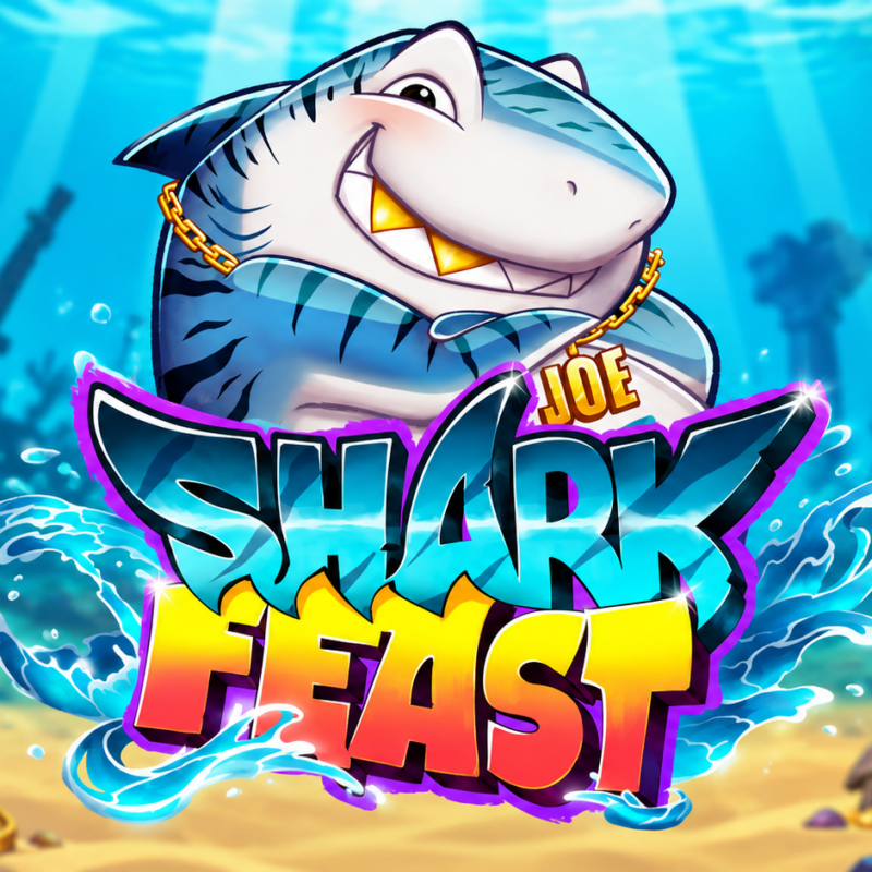 Slot Shark Feast di Play'n GO con squalo cartoon e ambientazione sottomarina colorata