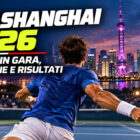 ATP Shanghai 2026 italiani in gara: tennista di spalle sul campo con skyline di Shanghai sullo sfondo.