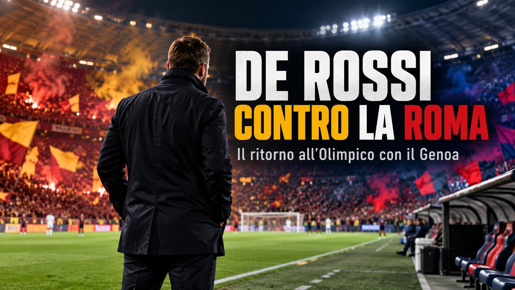 De Rossi contro la Roma: allenatore di spalle allo Stadio Olimpico per il ritorno con il Genoa nella Serie A 2026/27.