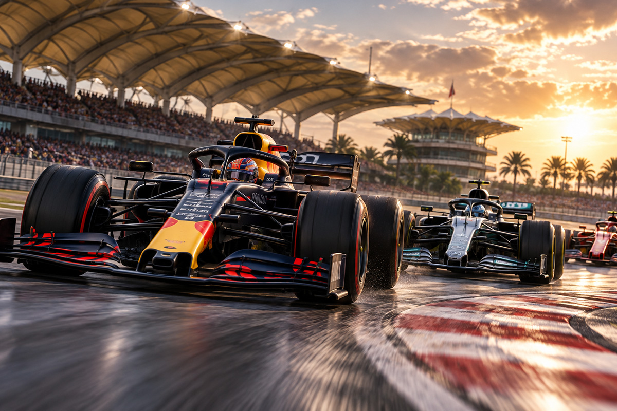 Verstappen FP1 Sepang 2026, monoposto di Formula 1 in testa davanti a Mercedes e Ferrari sul circuito malese.