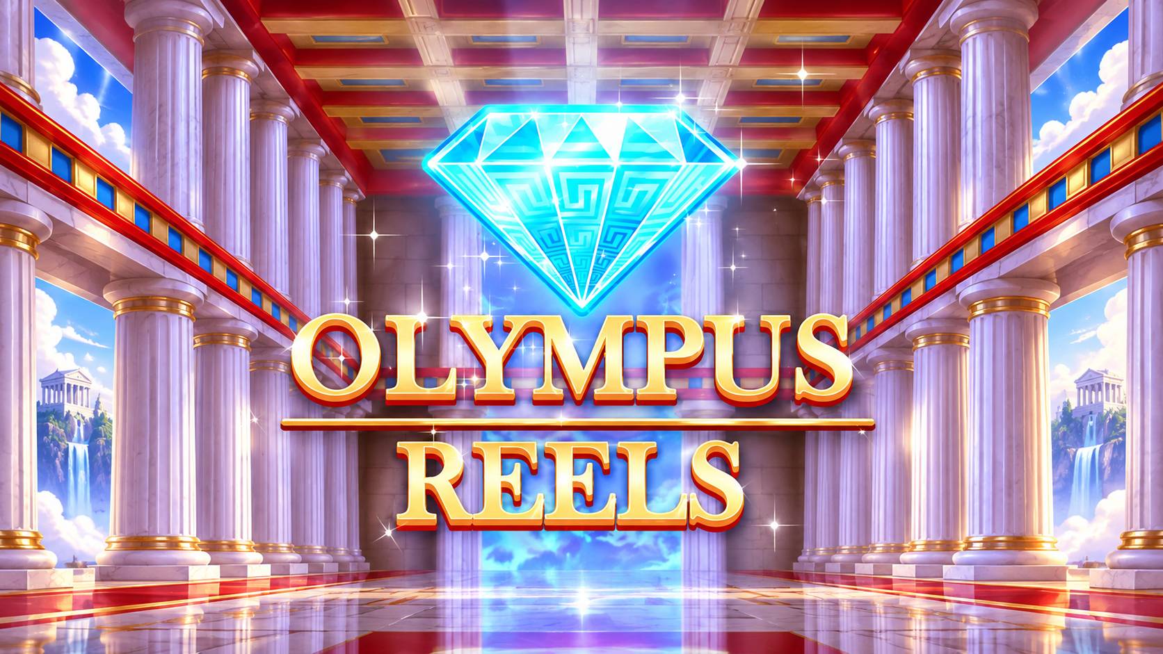Slot Olympus Reels di WorldMatch con diamante azzurro luminoso e ambientazione ispirata al Monte Olimpo