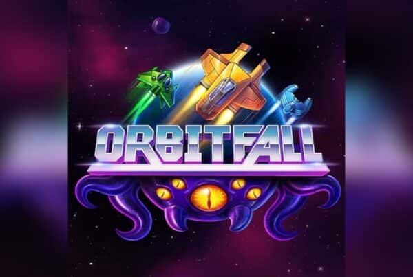 Slot Orbitfall di ELK Studios con astronavi futuristiche, raggi laser e creatura aliena viola sullo sfondo di una galassia spaziale.